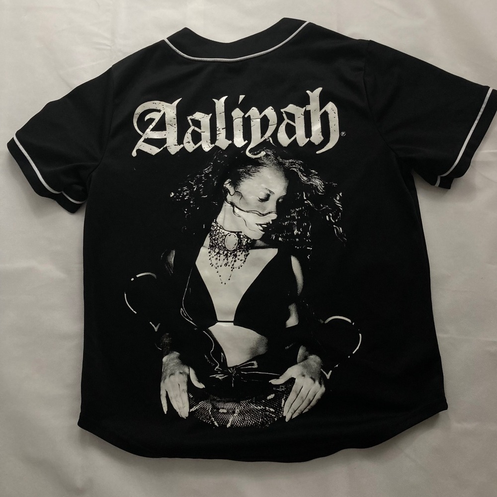Aaliyah Baseball Jersey Black Mesh Baby Girl Princess of R&B Graphic Medium